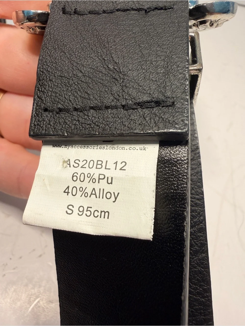 My Accessories London Western Style Black Faux Leather Double Buckle Belt